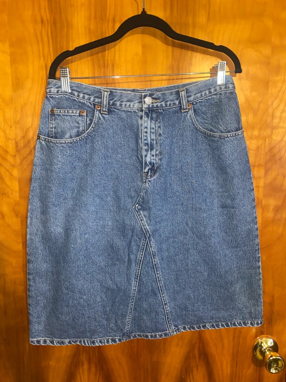 Vintage Crossroads Mid-Length Denim Skirt in Blue - Classic Casual